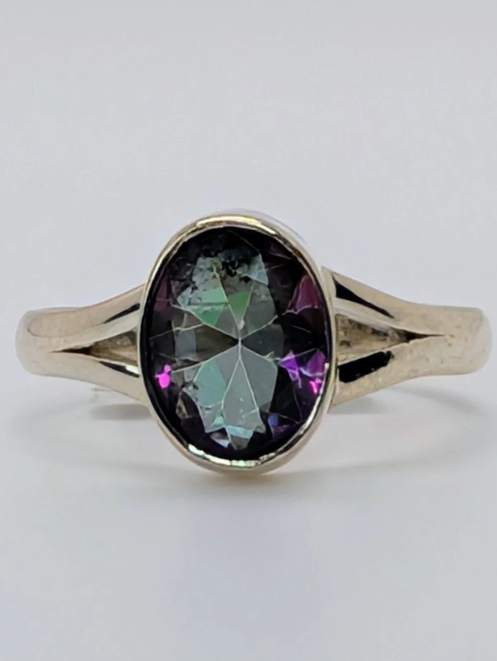 Mystic Topaz S925 Sterling Silver Gemstone Ring Size 7 1/4